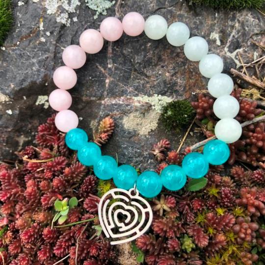 Minerální náramek jadeit, růženín - LABYRINT